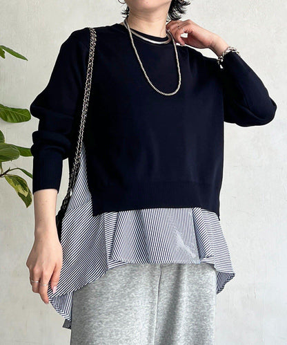 層次疊穿針織套頭衫