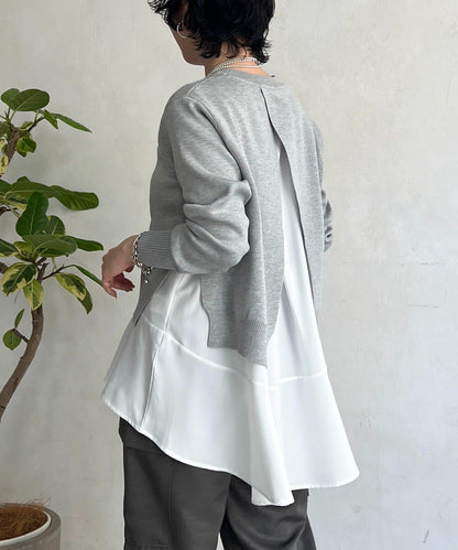 層次疊穿針織套頭衫