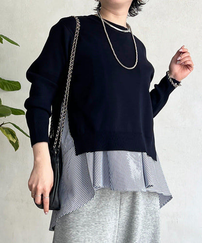 層次疊穿針織套頭衫