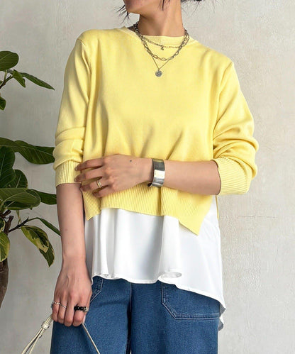 層次疊穿針織套頭衫