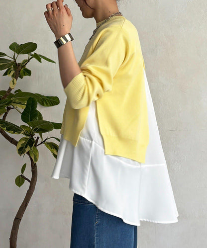 層次疊穿針織套頭衫