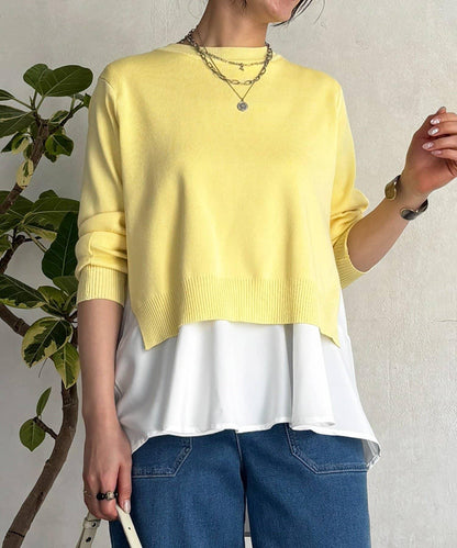 層次疊穿針織套頭衫