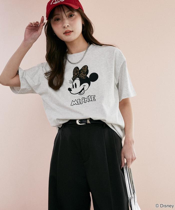 Minnie Mouse/ミニーマウス 豹紋拼接T恤