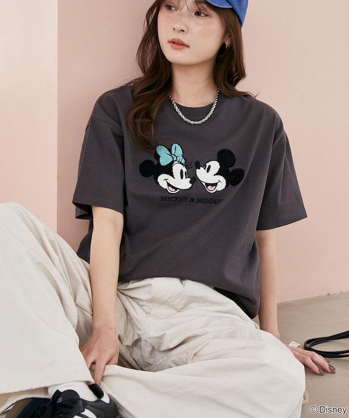 Mickey Mouse & Minnie Mouse（米老鼠和米妮） 相良刺繡 T恤