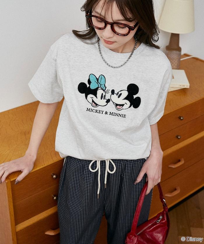 Mickey Mouse & Minnie Mouse（米老鼠和米妮） 相良刺繡 T恤