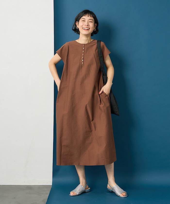 接觸冷感UV防曬 亨利領 蓬擺 連衣裙