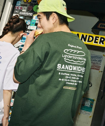 LANDER SANDWICHES×FREAK'S STORE ランダー 聯名 寬鬆版型 背部印花 圓領T恤