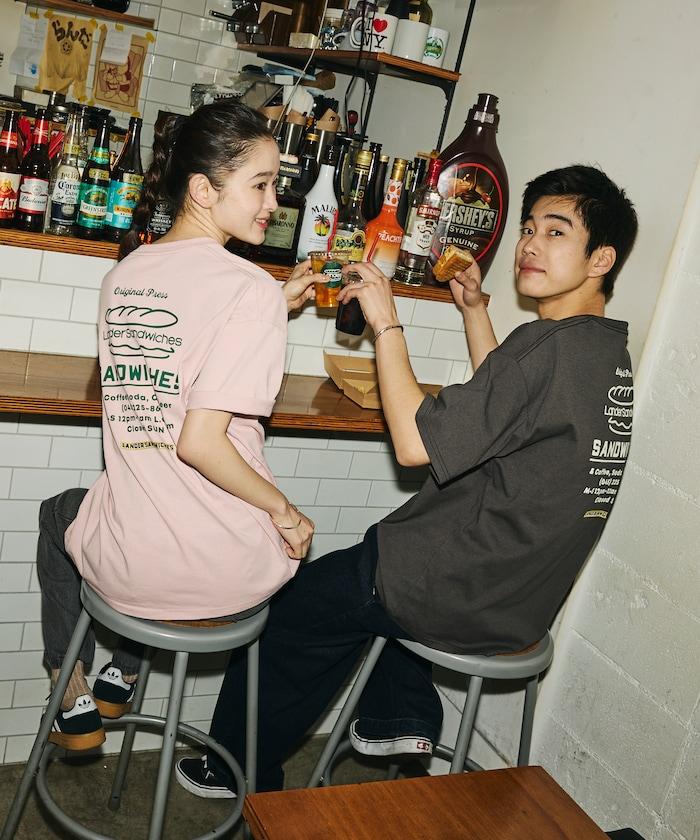 LANDER SANDWICHES×FREAK'S STORE ランダー 聯名 寬鬆版型 背部印花 圓領T恤