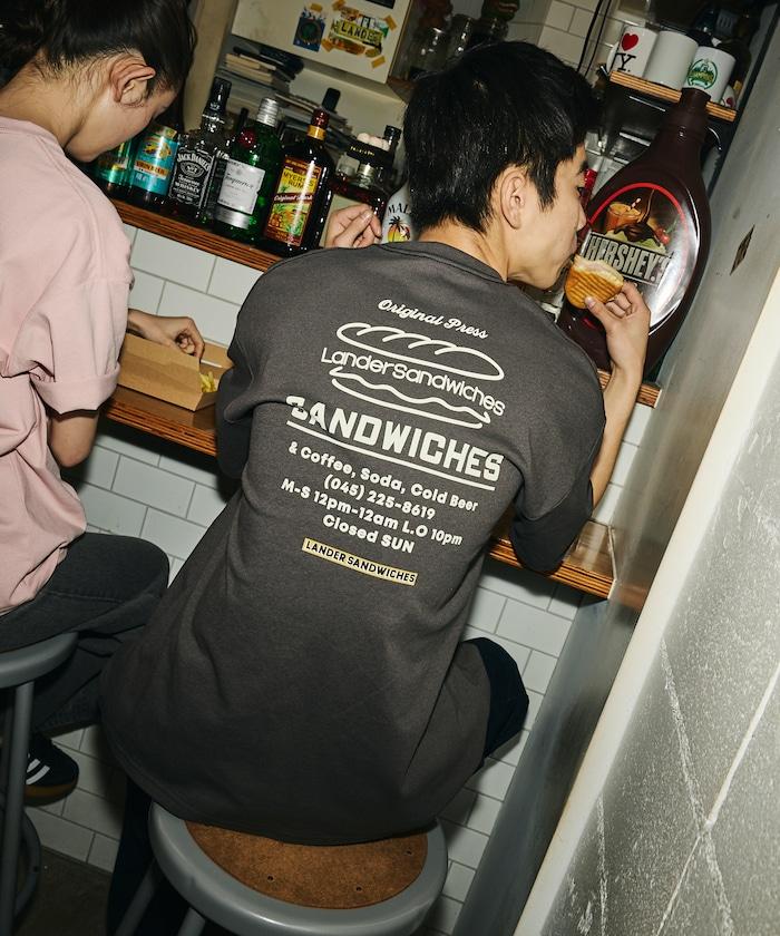 LANDER SANDWICHES×FREAK'S STORE ランダー 聯名 寬鬆版型 背部印花 圓領T恤