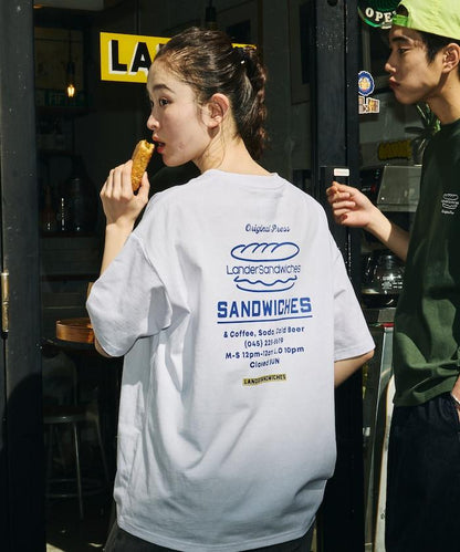 LANDER SANDWICHES×FREAK'S STORE ランダー 聯名 寬鬆版型 背部印花 圓領T恤