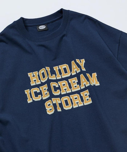 HOLIDAY ICECREAM×FREAK'S STORE 特別 寬鬆廓形 學院印花 圓領T恤