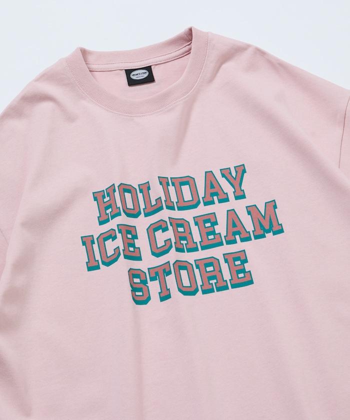 HOLIDAY ICECREAM×FREAK'S STORE 特別 寬鬆廓形 學院印花 圓領T恤