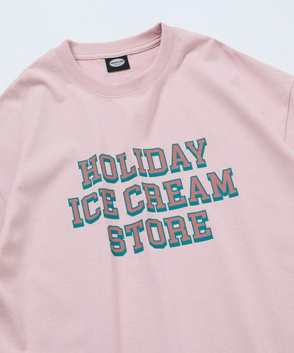 HOLIDAY ICECREAM×FREAK'S STORE 特別 寬鬆廓形 學院印花 圓領T恤