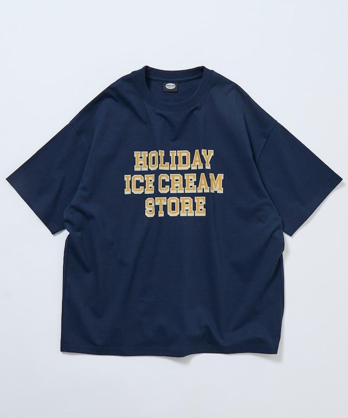 HOLIDAY ICECREAM×FREAK'S STORE 特別 寬鬆廓形 學院印花 圓領T恤