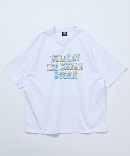 HOLIDAY ICECREAM×FREAK'S STORE 特別 寬鬆廓形 學院印花 圓領T恤
