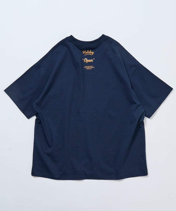 HOLIDAY ICECREAM×FREAK'S STORE 特別 寬鬆廓形 學院印花 圓領T恤