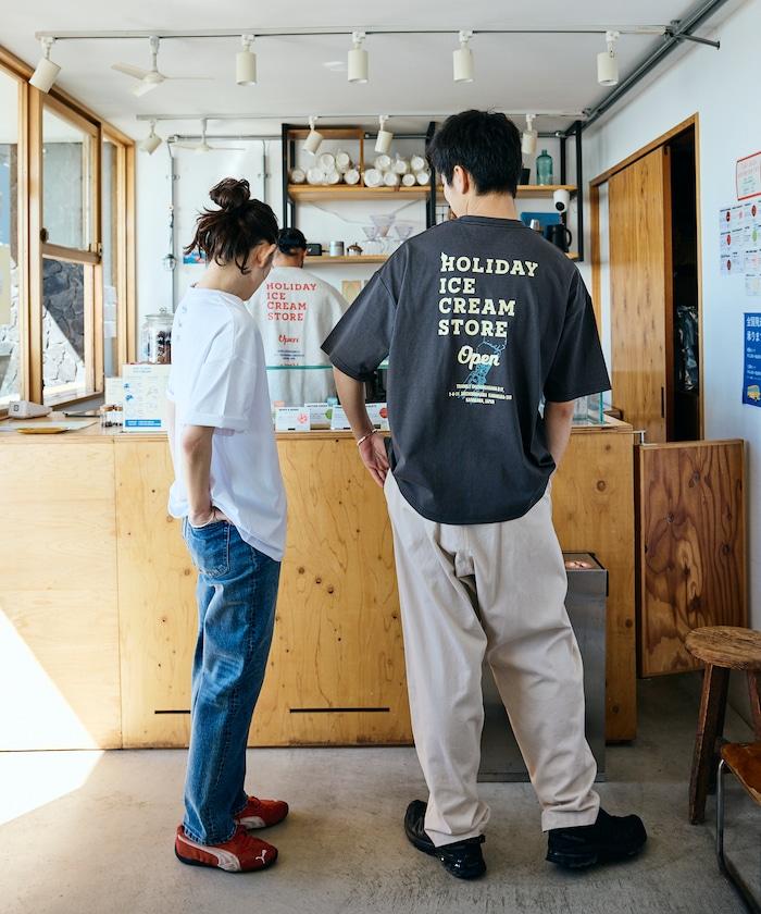 HOLIDAY ICECREAM×FREAK'S STORE  寬鬆 背部印花 圓領 T恤