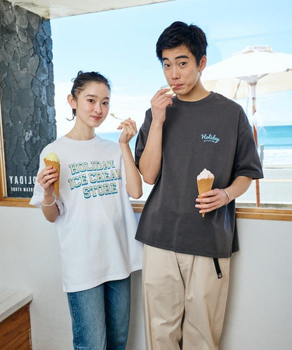 HOLIDAY ICECREAM×FREAK'S STORE  寬鬆 背部印花 圓領 T恤