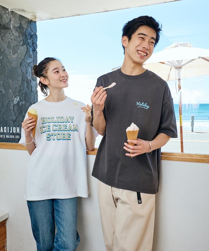 HOLIDAY ICECREAM×FREAK'S STORE  寬鬆 背部印花 圓領 T恤