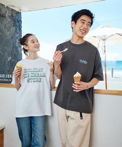 HOLIDAY ICECREAM×FREAK'S STORE  寬鬆 背部印花 圓領 T恤