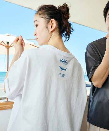 HOLIDAY ICECREAM×FREAK'S STORE 特別 寬鬆廓形 學院印花 圓領T恤