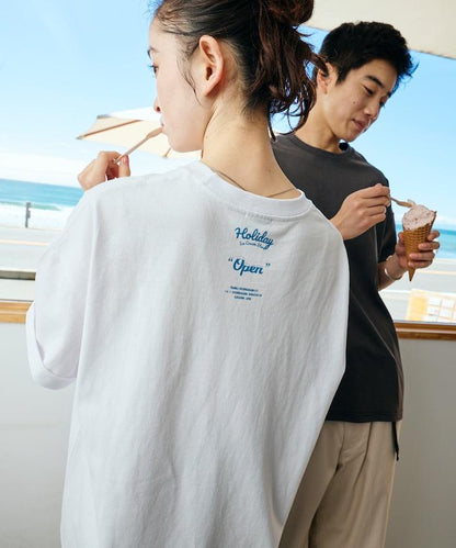HOLIDAY ICECREAM×FREAK'S STORE 特別 寬鬆廓形 學院印花 圓領T恤