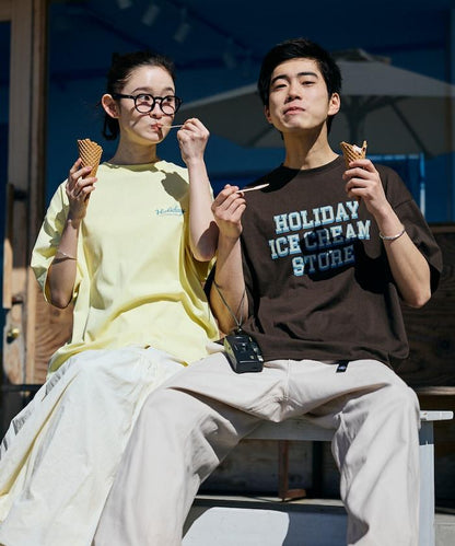 HOLIDAY ICECREAM×FREAK'S STORE  寬鬆 背部印花 圓領 T恤