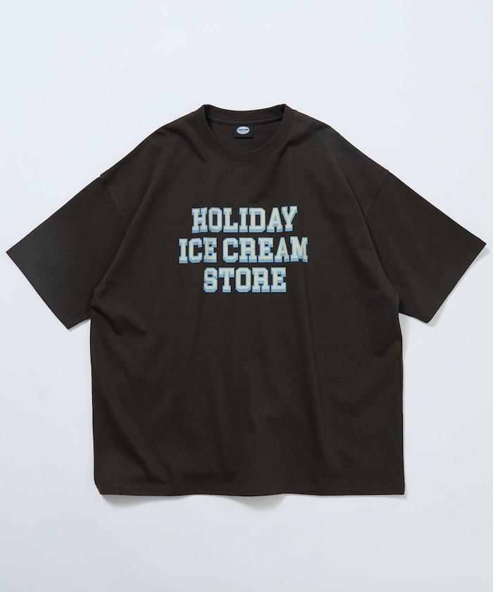 HOLIDAY ICECREAM×FREAK'S STORE 特別 寬鬆廓形 學院印花 圓領T恤