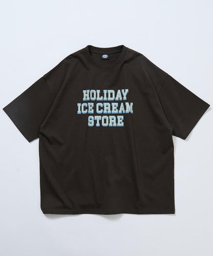HOLIDAY ICECREAM×FREAK'S STORE 特別 寬鬆廓形 學院印花 圓領T恤