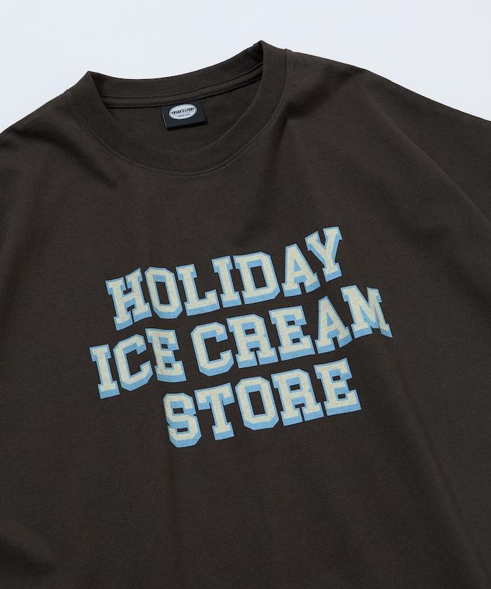 HOLIDAY ICECREAM×FREAK'S STORE 特別 寬鬆廓形 學院印花 圓領T恤