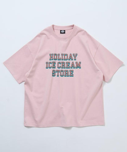 HOLIDAY ICECREAM×FREAK'S STORE 特別 寬鬆廓形 學院印花 圓領T恤