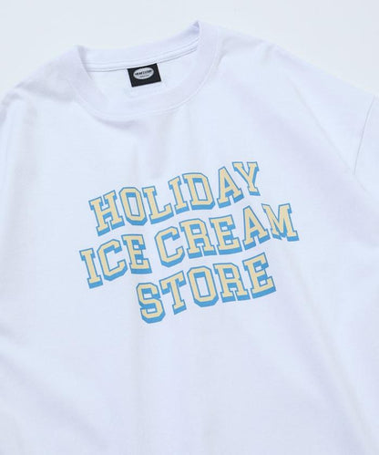 HOLIDAY ICECREAM×FREAK'S STORE 特別 寬鬆廓形 學院印花 圓領T恤