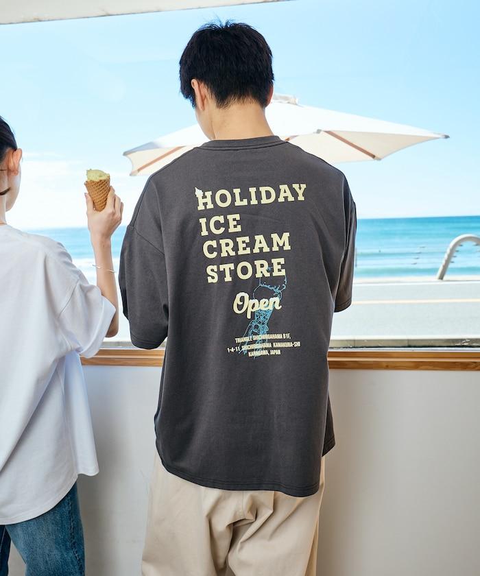HOLIDAY ICECREAM×FREAK'S STORE  寬鬆 背部印花 圓領 T恤
