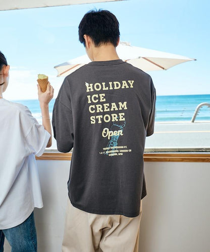 HOLIDAY ICECREAM×FREAK'S STORE  寬鬆 背部印花 圓領 T恤