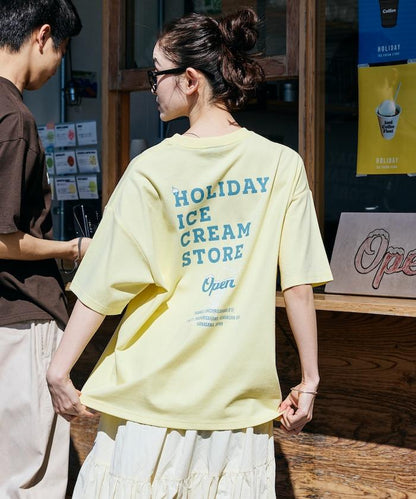 HOLIDAY ICECREAM×FREAK'S STORE  寬鬆 背部印花 圓領 T恤