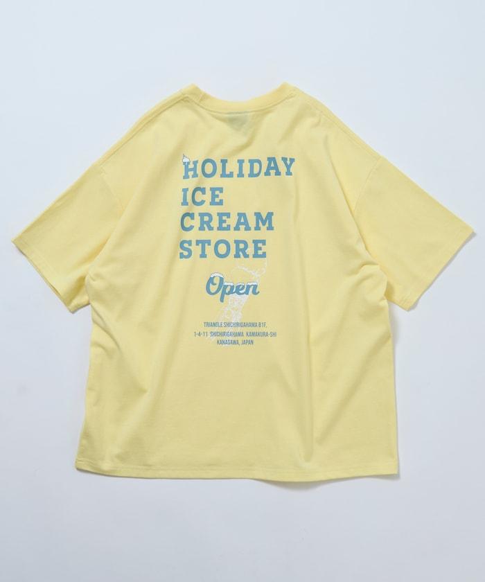 HOLIDAY ICECREAM×FREAK'S STORE  寬鬆 背部印花 圓領 T恤