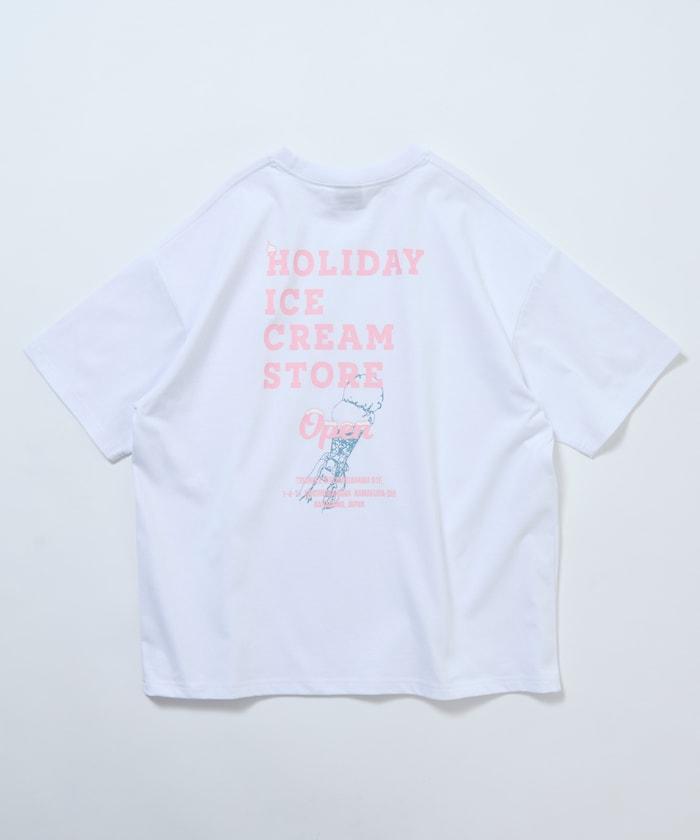 HOLIDAY ICECREAM×FREAK'S STORE  寬鬆 背部印花 圓領 T恤