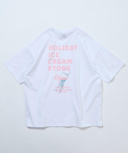 HOLIDAY ICECREAM×FREAK'S STORE  寬鬆 背部印花 圓領 T恤