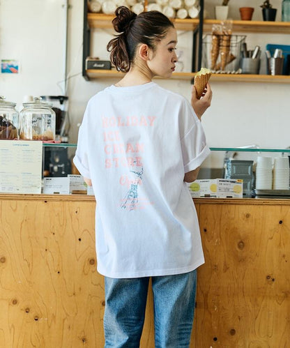 HOLIDAY ICECREAM×FREAK'S STORE  寬鬆 背部印花 圓領 T恤