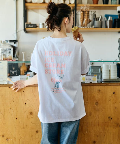 HOLIDAY ICECREAM×FREAK'S STORE  寬鬆 背部印花 圓領 T恤