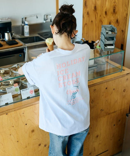 HOLIDAY ICECREAM×FREAK'S STORE  寬鬆 背部印花 圓領 T恤
