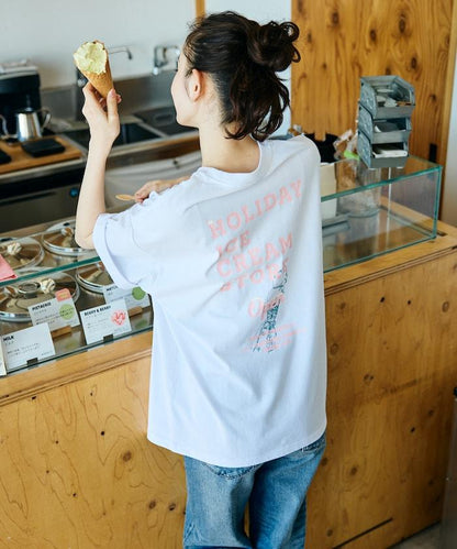 HOLIDAY ICECREAM×FREAK'S STORE  寬鬆 背部印花 圓領 T恤