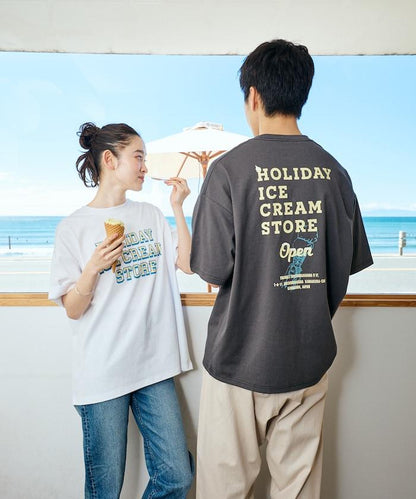 HOLIDAY ICECREAM×FREAK'S STORE  寬鬆 背部印花 圓領 T恤
