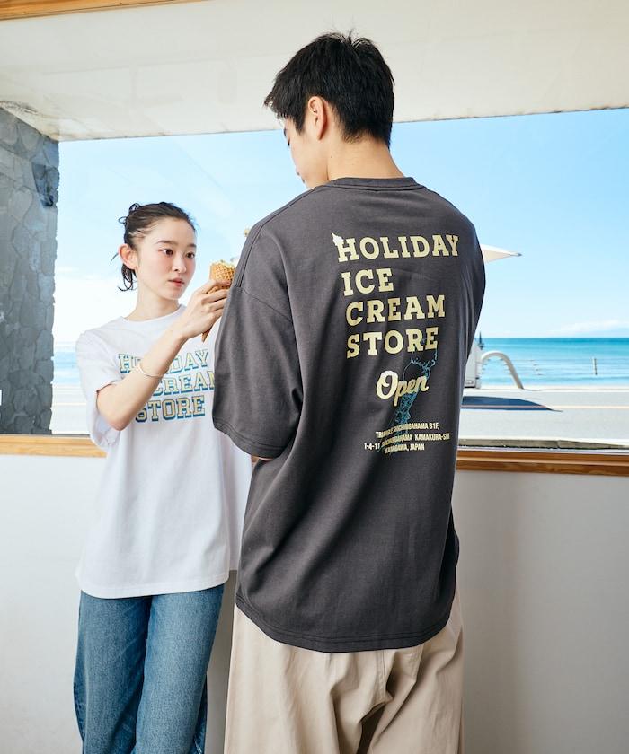 HOLIDAY ICECREAM×FREAK'S STORE  寬鬆 背部印花 圓領 T恤