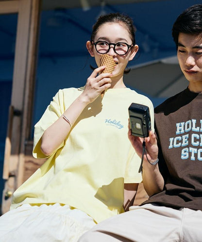 HOLIDAY ICECREAM×FREAK'S STORE  寬鬆 背部印花 圓領 T恤