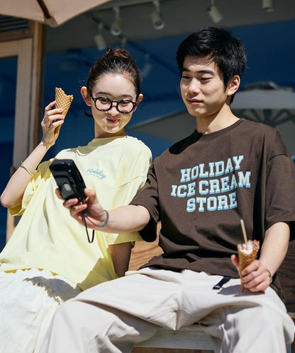 HOLIDAY ICECREAM×FREAK'S STORE  寬鬆 背部印花 圓領 T恤