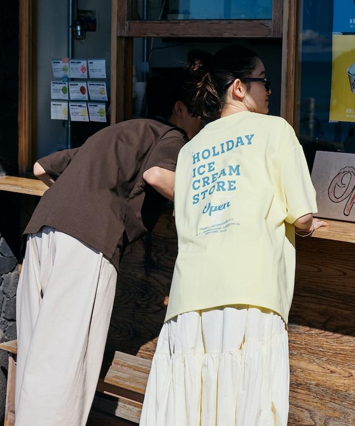 HOLIDAY ICECREAM×FREAK'S STORE  寬鬆 背部印花 圓領 T恤