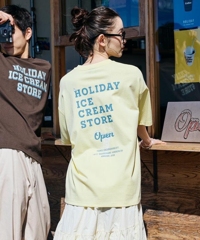 HOLIDAY ICECREAM×FREAK'S STORE  寬鬆 背部印花 圓領 T恤