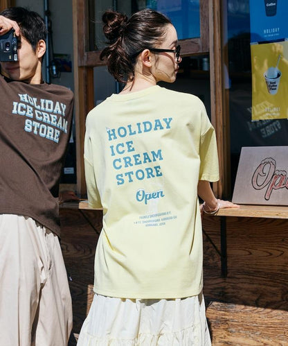 HOLIDAY ICECREAM×FREAK'S STORE  寬鬆 背部印花 圓領 T恤