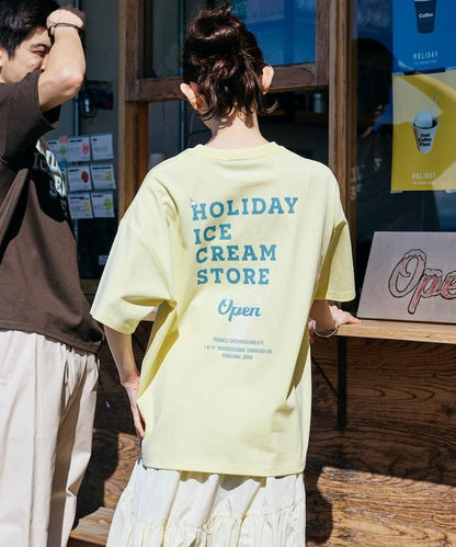 HOLIDAY ICECREAM×FREAK'S STORE  寬鬆 背部印花 圓領 T恤